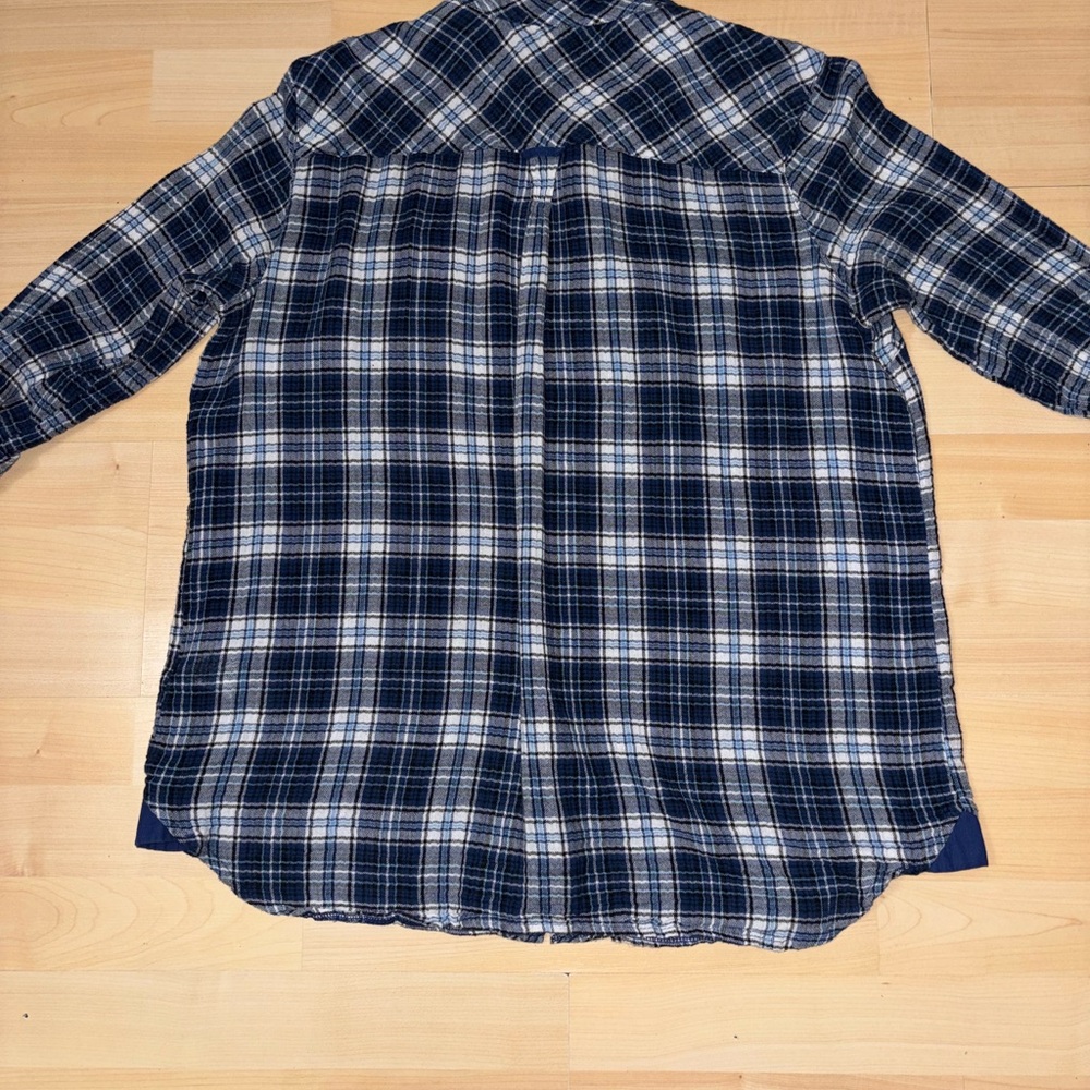 Kut From The Kloth Boylen Plaid Flannel Snap Button Shirt Roll Up Sleeve Large - Picture 5 of 11